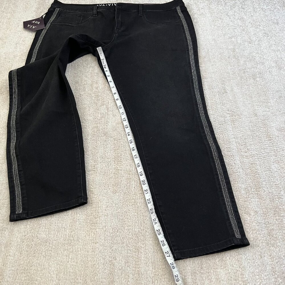 NWT Ava & Viv Super Stretch Jeggings Skinny Jeans 20W Black Boho - Picture 5 of 11
